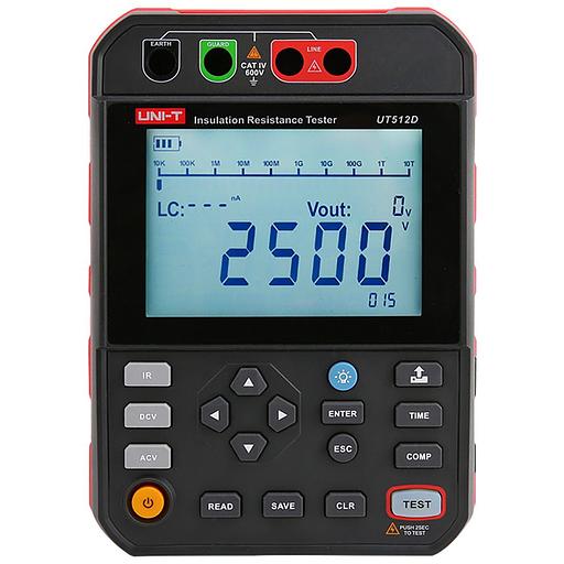 Измеритель сопротивления изоляции UT512D до 2,5 кВ, до 1 ТОм память на 999 измерений, CAT IV 600 В фото 1