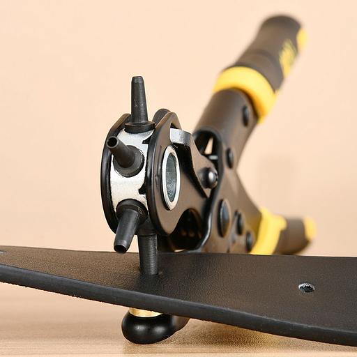 Просекатели Deli Револьверный дырокол для кожи 6-в-1 двухрычажный Deli DL1919A 225мм, диаметр пуансона: 2, 2,5, 3, 3,5, 4, 4,5мм, сталь Cr-V фото 3