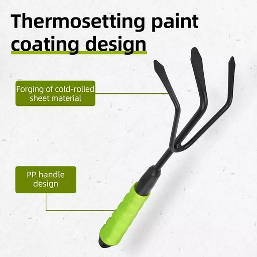 Рыхлитель садовый ручной трехзубый Deli DL580815 длина 30 см, защита от ржавчины и коррозии, противоскользящая рукоять фото 2