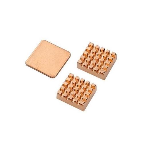 Радиатор ACD RA257 Набор радиаторов медных ACD Ultra Strong Pure Copper Heatsink Set (1шт RA256+2шт RA026) (2 шт 14x12x5.5мм и 1шт 15x15x1мм) for Raspberry 3B+/4B (RASP2305) комплект из 3 шт фото 1