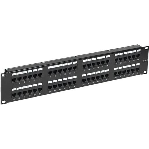 Rexant (02-0232) Патч-панель 19", 2U, 48 портов, RJ45, CAT 6, UTP, с органайзерами, черная PRO фото 1