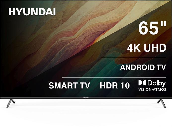 Телевизор LED Hyundai 65" H-LED65BU7009 Android TV Frameless Metal черный/черный 4K Ultra HD 60Hz DVB-T DVB-T2 DVB-C DVB-S DVB-S2 USB WiFi Smart TV фото 1