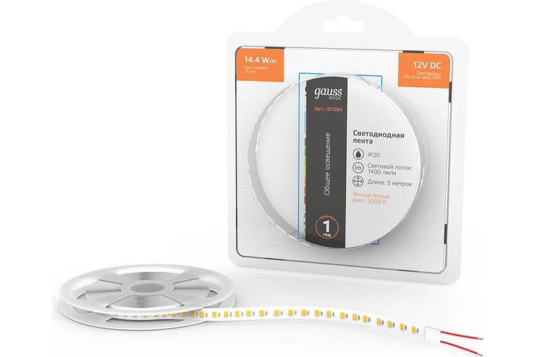 Лента светодиод. Gauss Basic 5м (BT084) фото 1