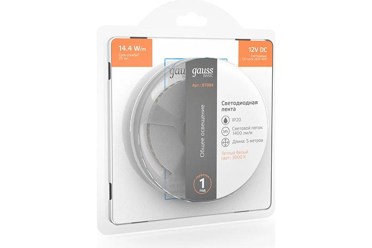 Лента светодиод. Gauss Basic 5м (BT084) фото 3