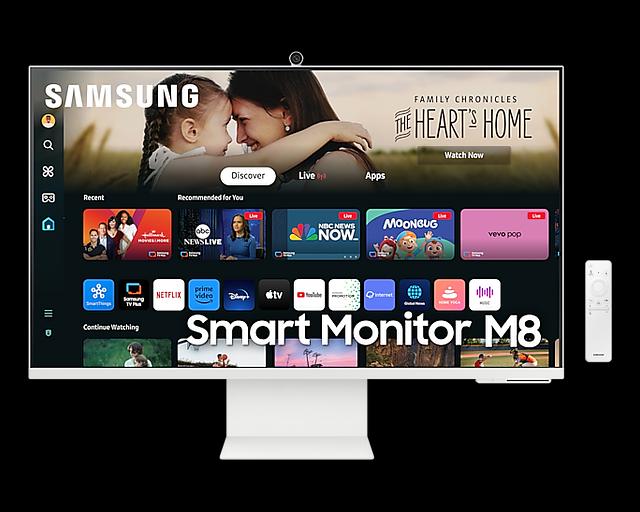 Монитор Samsung 32" Smart monitor M8 S32DM801UI VA 16:9 3840x2160x60Hz 4ms 400cd 3000:1 178/178 1млрд HDMI USB-C(65W) 2*USB 2.0 Spk10W Tizen HDR10+ sRGB 99% Tilt HAS Pivot Cam WiFi5 BT5.2 VESA White ПультДУ (LS32DM801UIXCI) фото 2