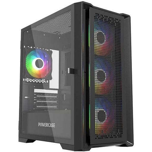 Корпус Powercase Корпус Powercase ByteFlow Micro Black, Tempered Glass, 4х 120mm ARGB fans, ARGB HUB, чёрный CAMBFB-A фото 1
