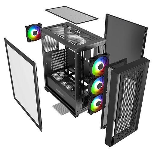 Корпус Powercase Корпус Powercase ByteFlow Black, Tempered Glass, 4x 120mm ARGB fans, ARGB HUB, чёрный, ATX (CBFB-A4) фото 7