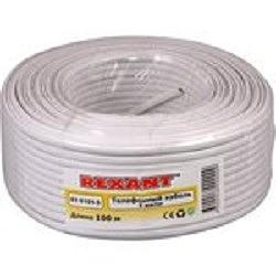 Rexant (01-5101-3) Кабель телефонный 4 жилы 100м CCA белый (ШТЛП-4) фото 1