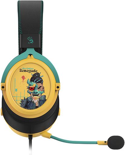 Наушники с микрофоном A4Tech Bloody M595 Renegade желтый/рисунок 2.3м мониторные USB оголовье (M595) фото 5