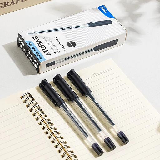 Ручка гелев. Deli EveryU EG83-BK прозрачный d=0.7мм черн. черн. 1стерж. кругл. фото 3