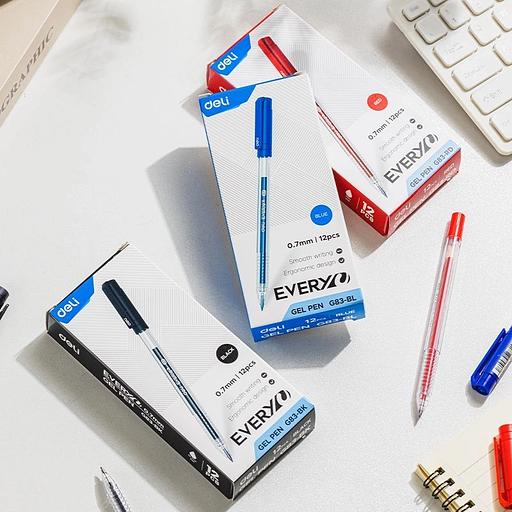 Ручка гелев. Deli EveryU EG83-BK прозрачный d=0.7мм черн. черн. 1стерж. кругл. фото 4
