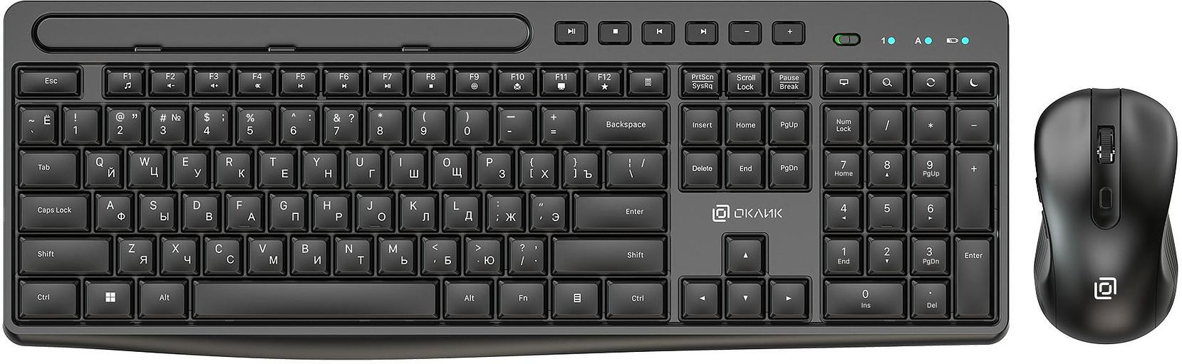 Клавиатура + мышь Оклик S275W клав:черный мышь:черный USB беспроводная slim Multimedia (1993113) фото 2