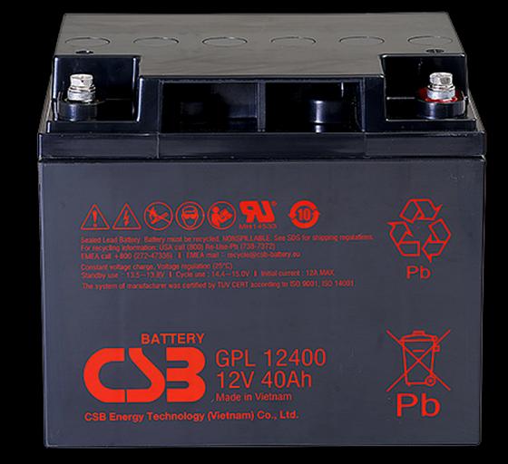 Акб CSB Аккумуляторная батарея для ИБП (10-12 лет) (12V/40Ah) (GPL12400 I CSB) фото 1