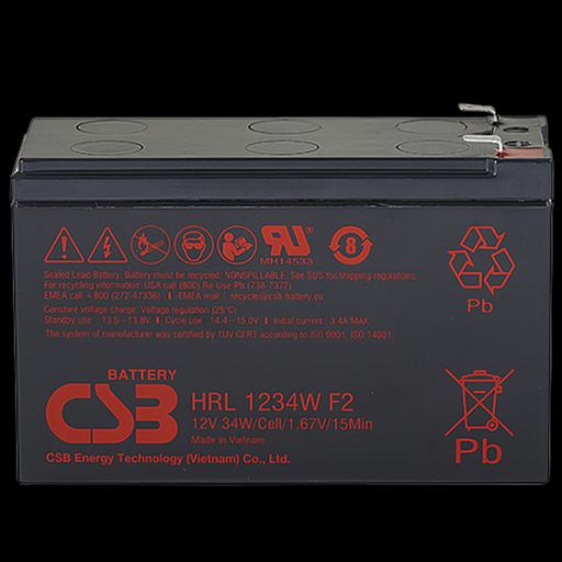 Акб CSB Аккумуляторная батарея для ИБП (10-12 лет) (12V/9Ah) (HRL1234W F2 FR CSB) фото 1