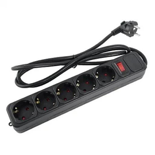 Perfeo сетевой фильтр "REAL POWER", 1,8м, 5 розеток, 16А, 3500 Вт, тройная защита, черный. фото 1