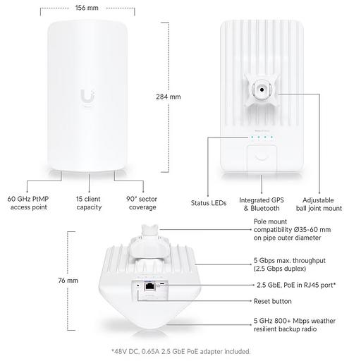 Точка доступа Wi-Fi Ubiquiti UISP Wave AP Micro Базовая станция 60 ГГц (с резервированием 5 ГГц), UISP Wave Technology, 20 дБи фото 8