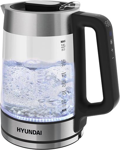 Чайник электрический Hyundai HYK-G5607 1.7л. 2200Вт черный/серебристый корпус: стекло фото 1