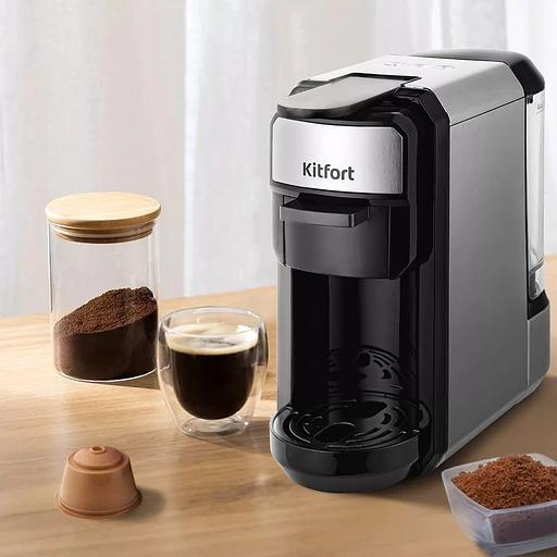 Кофемашина Kitfort КТ-7192 1450Вт серебристый/черный фото 9