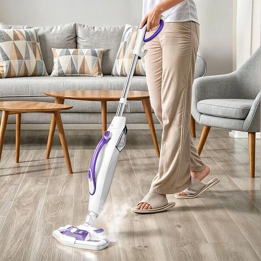 Швабра паровая Kitfort КТ-1085 1500Вт белый/фиолетовый фото 3