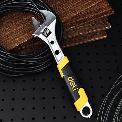 Разводной ключ Deli DL30112 150мм, обрезиненная ручка, диапазон захвата 0-36мм фото 3