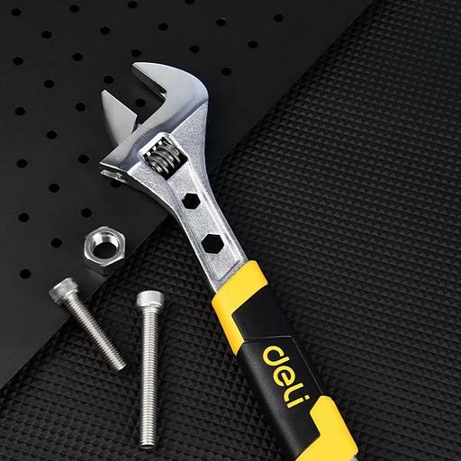 Разводной ключ Deli DL30112 150мм, обрезиненная ручка, диапазон захвата 0-36мм фото 4