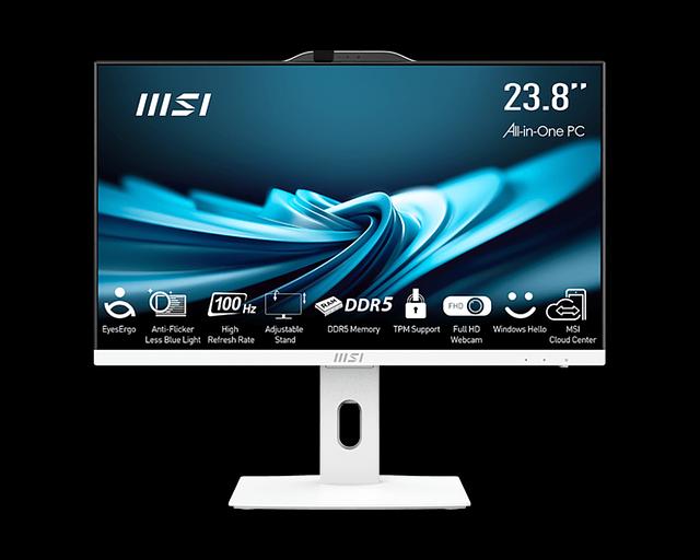 Моноблок MSI Pro AP242P 14M AiO 23,8" FHD(1920x1080)IPS AG Non-touch, Core i5-14400 (2.5GHz), 16Gb DDR5 (2x8Gb), 512GB SSD, Intel UHD,WiFi,BT,camera,WirelessKB&mouse Eng/Rus,noOS,1y w-ty,White (9S6-AE0622-826) фото 1