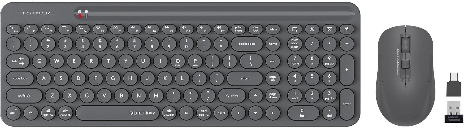 Клавиатура + мышь A4Tech Fstyler FG3300 Air2 клав:серый мышь:серый USB беспроводная slim Multimedia фото 2