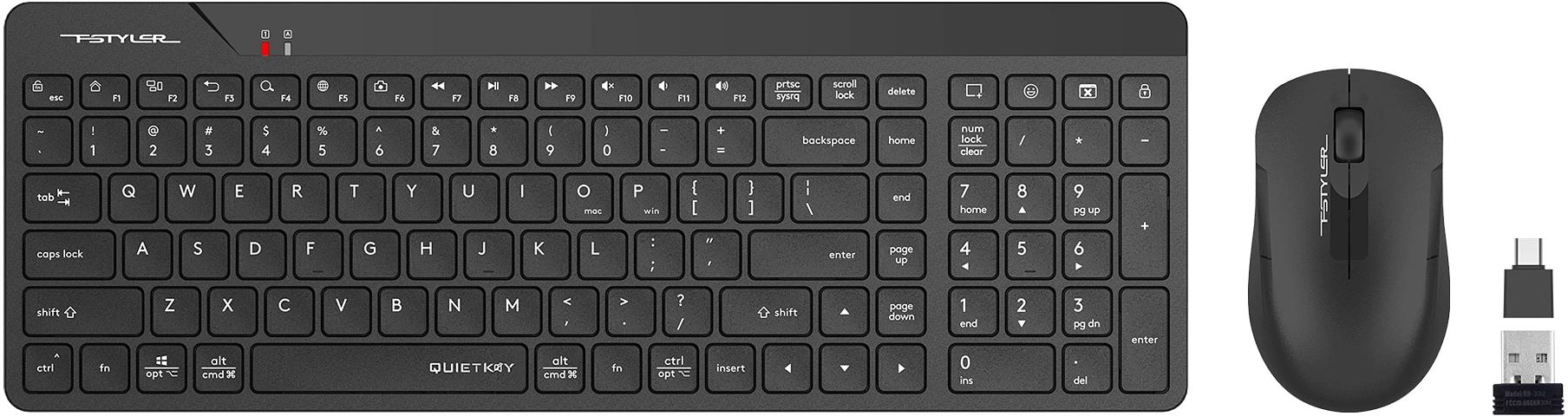 Клавиатура + мышь A4Tech Fstyler FG2300 Air2 клав:черный мышь:черный USB беспроводная slim (FG2300 AIR2 BLACK) фото 2