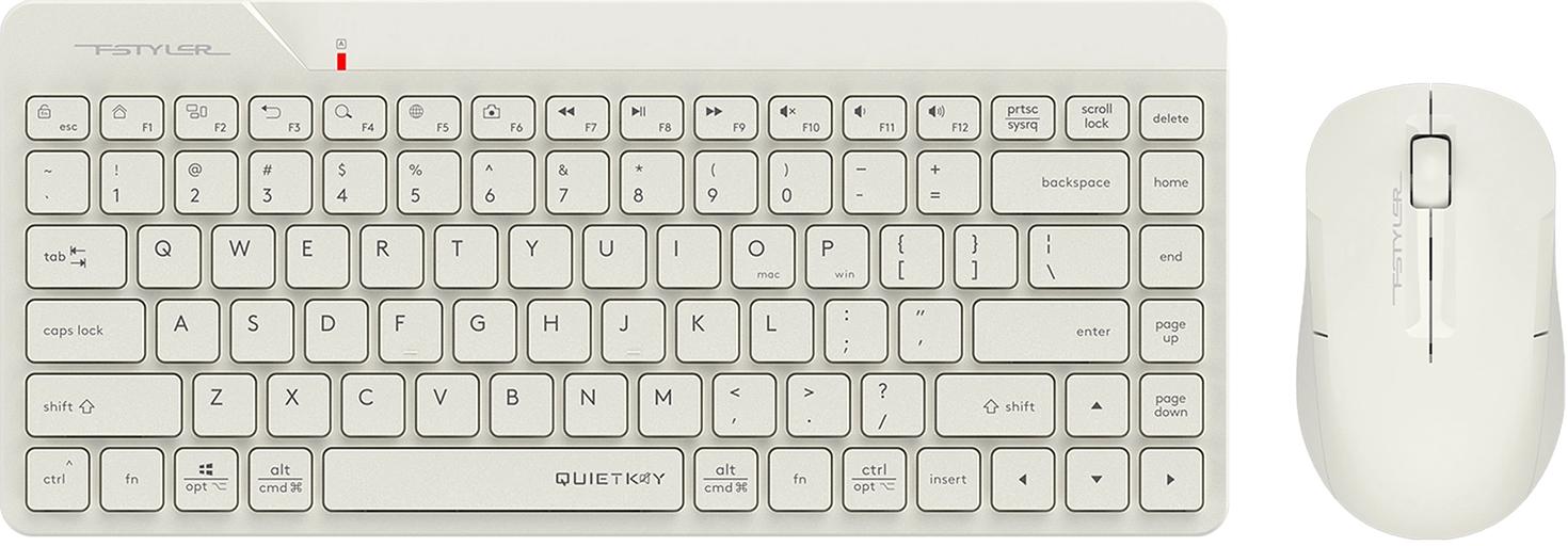 Клавиатура + мышь A4Tech Fstyler FG2200 Air2 клав:бежевый мышь:бежевый USB беспроводная slim (FG2200 AIR2 BEIGE) фото 1