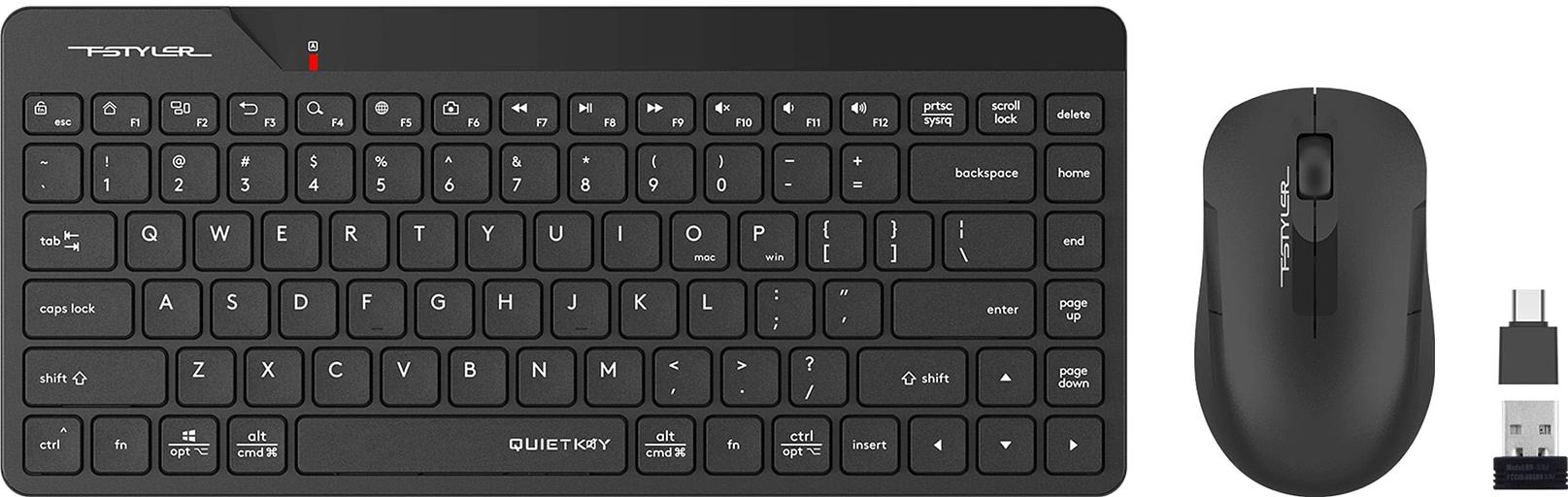 Клавиатура + мышь A4Tech Fstyler FG2200 Air2 клав:черный мышь:черный USB беспроводная slim (FG2200 AIR2 BLACK) фото 2