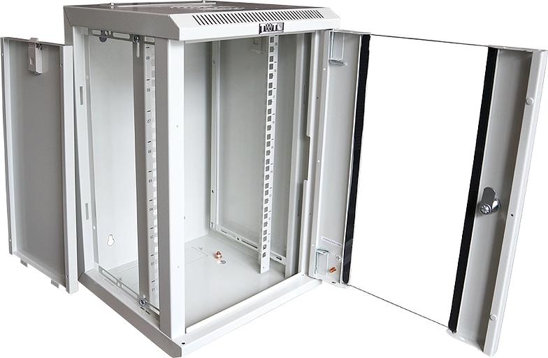 Шкаф коммутационный Lanmaster (TWT-CBW10G-6U-3X3-GY) настенный 6U 312x300мм пер.дв.стекл 30кг серый фото 1