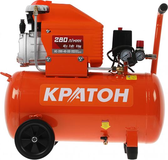 Компрессор поршневой Кратон AC-280-40-DD масляный 280л/мин 40л 2000Вт оранжевый фото 2