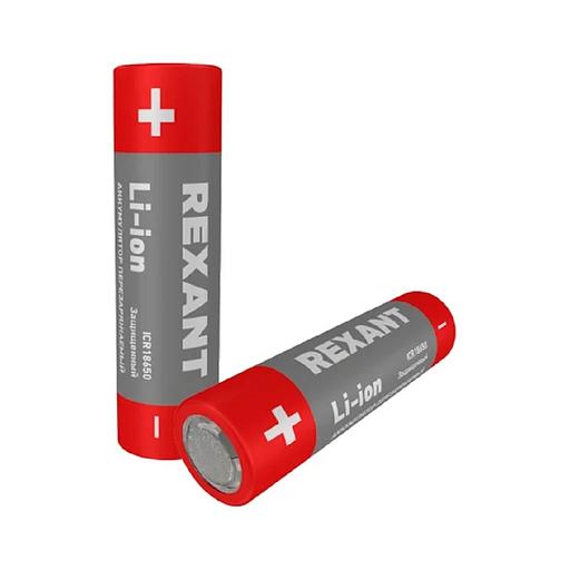 Rexant (30-2034) Аккумулятор Li-ion (литий-ион) 18650, 3,7В, 2400мАч, с платой защиты, 2 шт, пластиковая упаковка фото 1