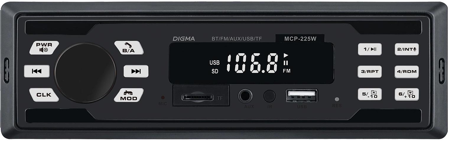 Автомагнитола Digma MCP-225W 1DIN 2x45Вт 2 фото 1
