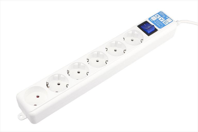 Сетевой фильтр Power Cube сетевой фильтр PRO, 5 метров, 6 розеток (5 с заземлением + 1 без заземления), 16А/3,5кВт, cечение провода: 3х1,0мм2, цвет белый, гарантия 5 лет, производство РФ (SPL(5+1)-16B-P-5M) фото 2