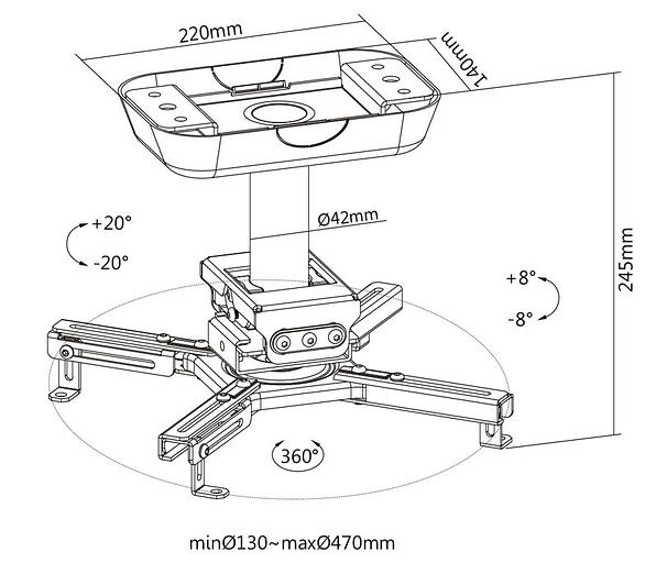 Кронштейн потолочный для проектора Exell EXi-P4500 фото 9