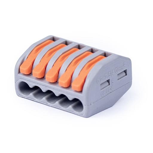 Cabeus PCT-215 Клемма соединительная универсальная 5-ти проводная с рычагом 0,08-2,5/4,0 (10шт) (WAGO 222-415) фото 1