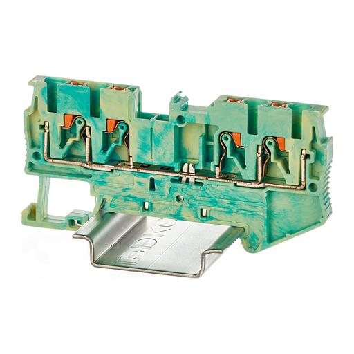 Клемма заземления, зажим push-in, 4 точки подключения, 2.5 кв.мм DKC VPR-2.5-QUATTRO-PE фото 1