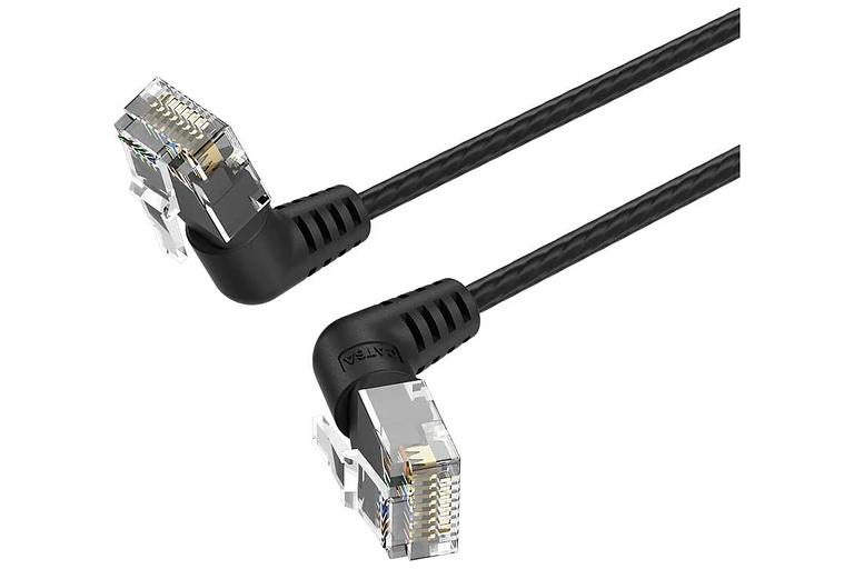 Патч-корд Vention прямой UTP cat.6a, RJ45 угол 90 - 3м. Черный Vention IBOBI фото 1