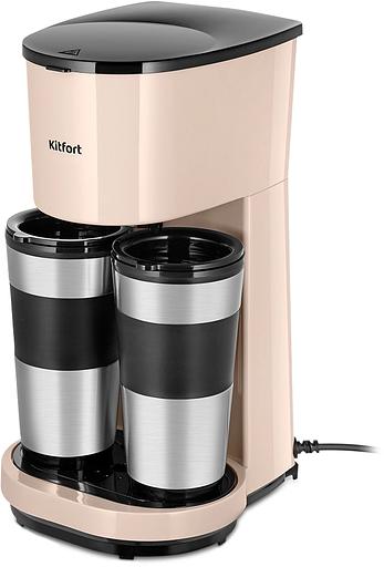 Кофеварка капельная Kitfort КТ-7303 800Вт бежевый/черный фото 1