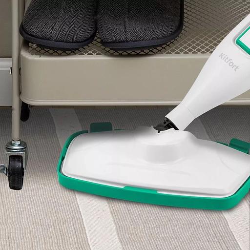 Швабра паровая Kitfort КТ-1098 1250Вт белый/зеленый фото 8