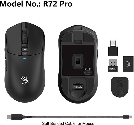 Мышь A4Tech Bloody R72 Pro черный оптическая (26000dpi) беспроводная USB-C (7but) фото 9