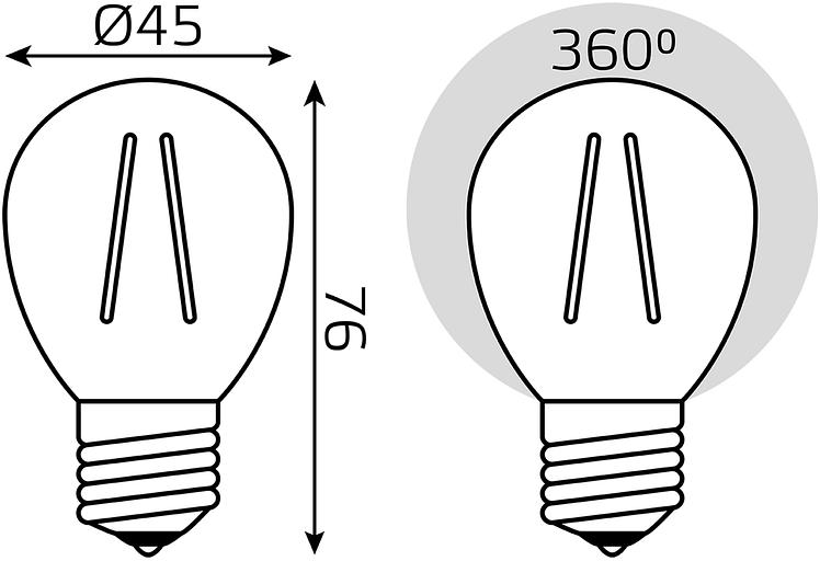 Лампа филам. Gauss Filament 12Вт цок.:E27 шар св.свеч.бел.нейт. (упак.:10шт) (52222) фото 6