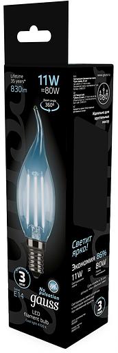 Лампа филам. Gauss Filament 11Вт цок.:E14 свеча 220B св.свеч.бел.нейт. CF35 (упак.:10шт) (104801211) фото 5