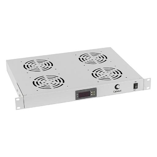 Cabeus JG03t Модуль вентиляторный 19", глубина 320 mm, 4 вентилятора, с цифровым термодатчиком фото 1