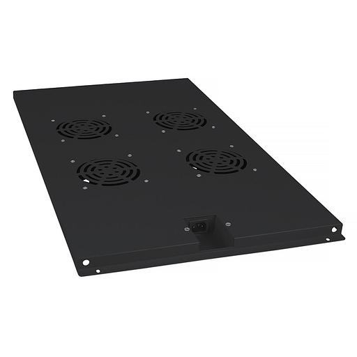 Cabeus TRAY-100-BK Модуль вентиляторный с 4-я вентиляторами для установки в напольные шкафы серии SH-05C, ND-05C глубиной 1000мм, цвет черный (RAL 9004) фото 1