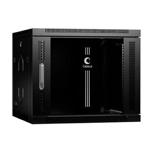 Cabeus SH-05F-9U60/60-BK Шкаф телекоммуникационный настенный 19" 9U 600x600x501mm (ШхГхВ) дверь стекло, цвет черный (RAL 9004) фото 1
