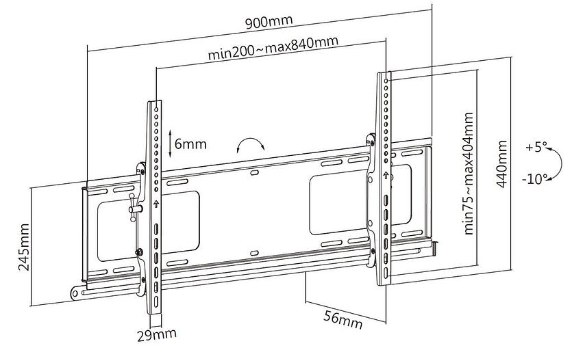Кронштейн настенный наклонный Exell EXi-H1284-AT фото 6