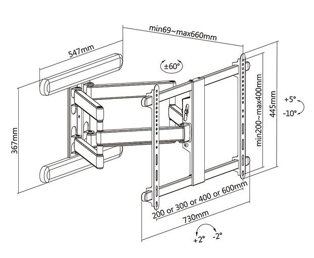 Кронштейн настенный выдвижной Exell EXi-X9064 фото 7