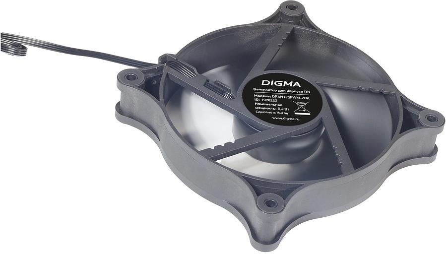 Вентилятор Digma DFAN120PWM-2BK 120x120x25mm черный 4-pin 20-38dB Ret фото 3